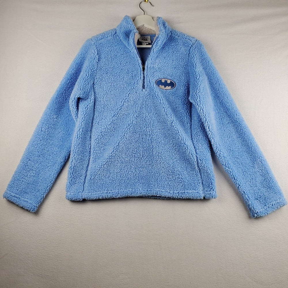 Six Flags Jacket‎ Women's Small Blue 100% Polyester Sherpa Mock Neck Quarter Zip